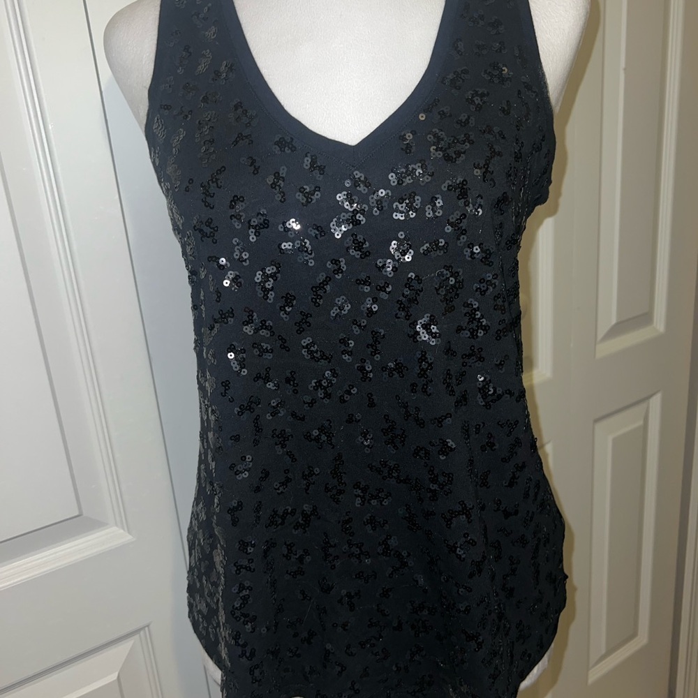 Black Sequin Sleeveless Top